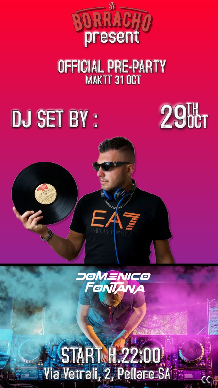 official pre party mak π dj set domanico fontana 29 ottobre start ore 2200